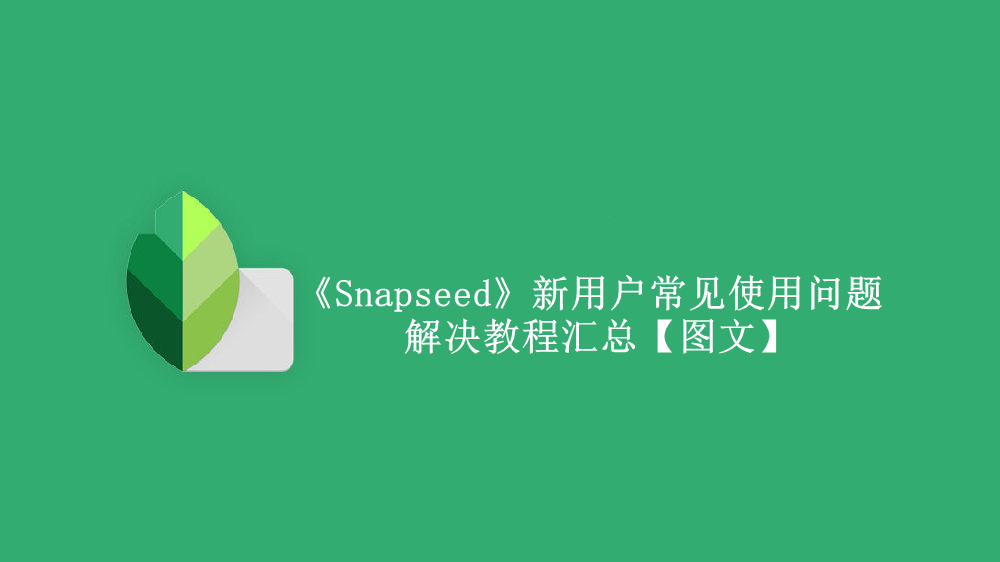 《Snapseed》新用户常见使用问题解决教程汇总【图文】