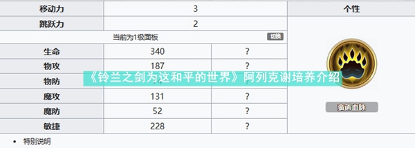 《铃兰之剑：为这和平的世界》阿列克谢培养介绍